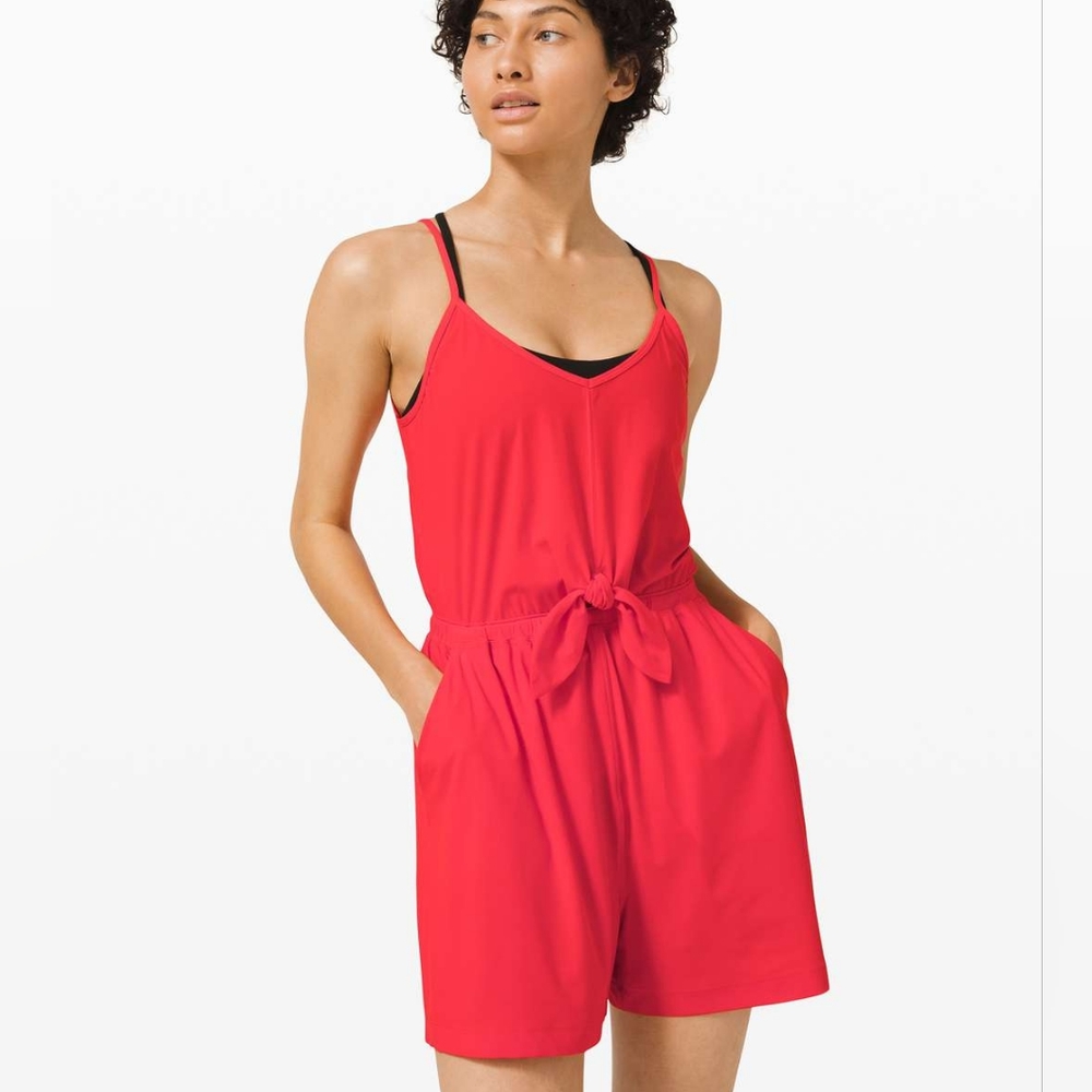 Lululemon Handle The Heat Romper in Carnation Red, Size 12